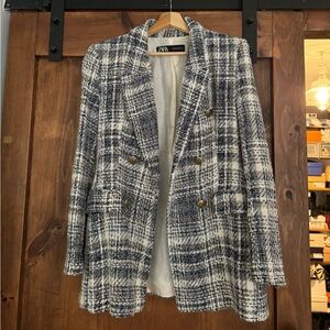 Zara blazer blue tweed